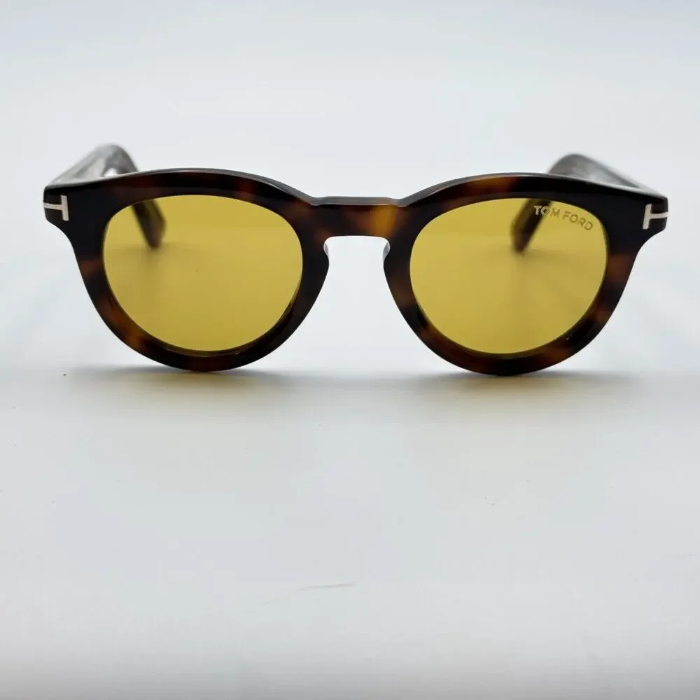 Tom Ford Sunglasses TF1325 53E Icon Collection Tortoise Round Pantos Amber Lens